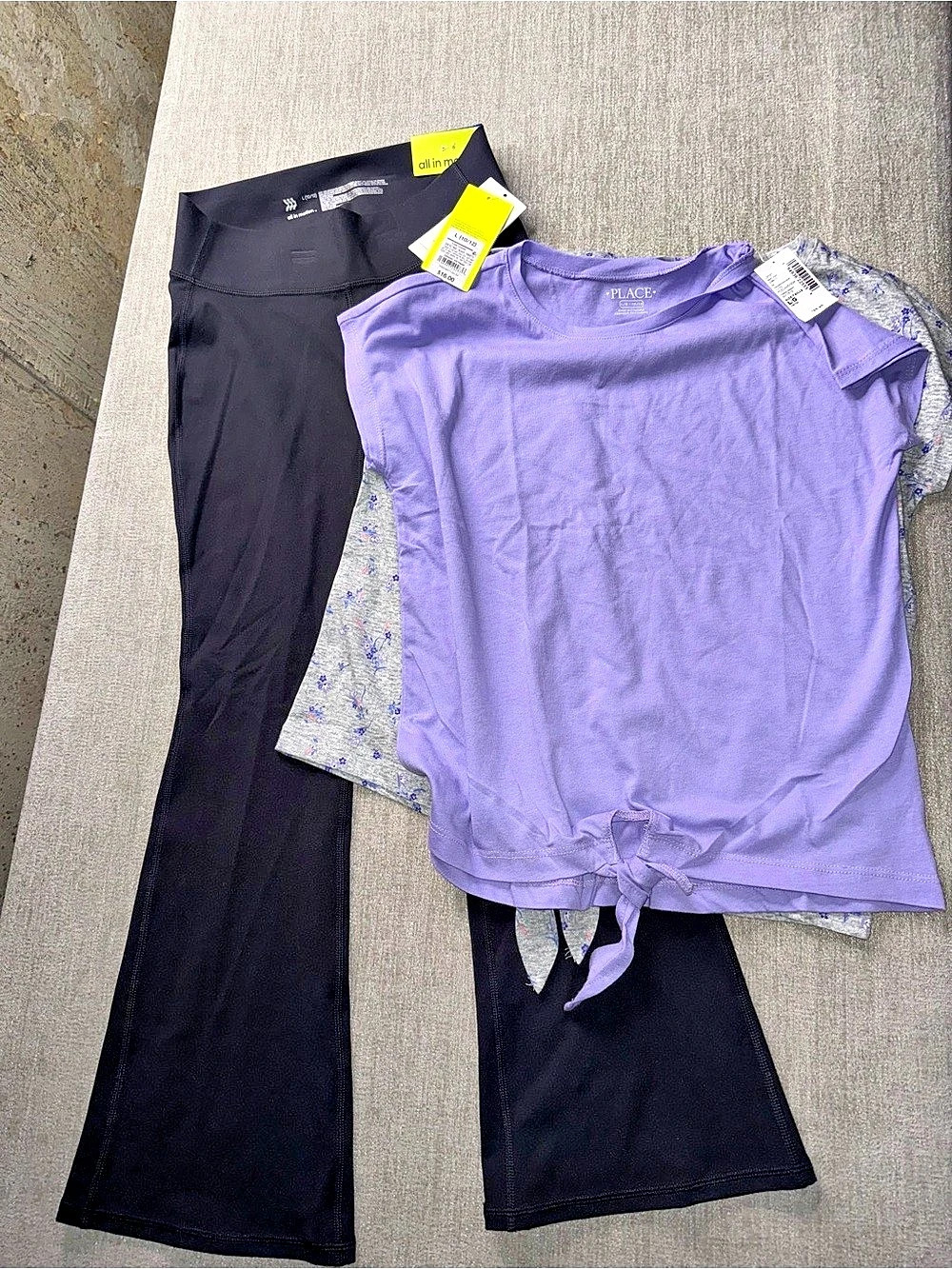 Girls Size L 10/12 3-Piece Outfit Bundle Flare Leggings 2 Tops NWT